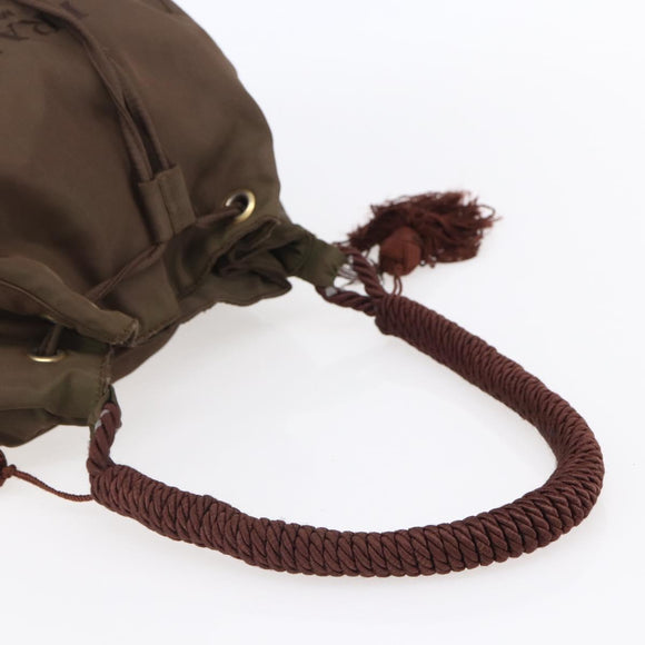 PRADA Tassel Shoulder Bag Nylon Khaki Gold Auth bs30567