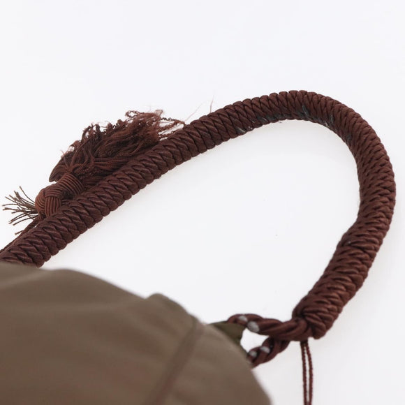 PRADA Tassel Shoulder Bag Nylon Khaki Gold Auth bs30567