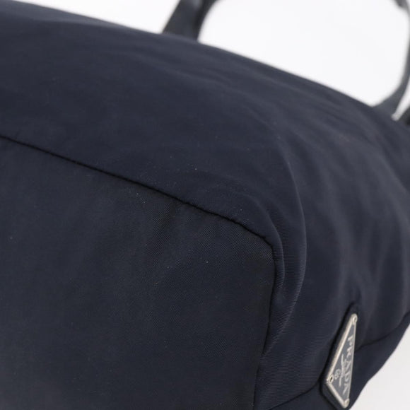 PRADA Tote Bag Nylon Navy Silver Auth bs30571