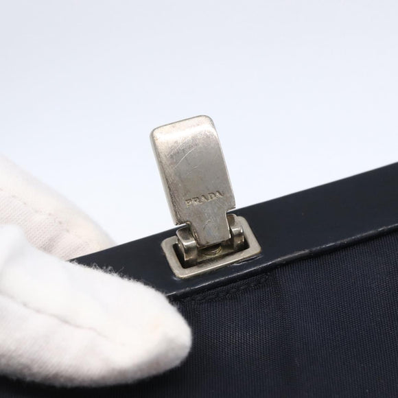 PRADA Tote Bag Nylon Navy Silver Auth bs30571