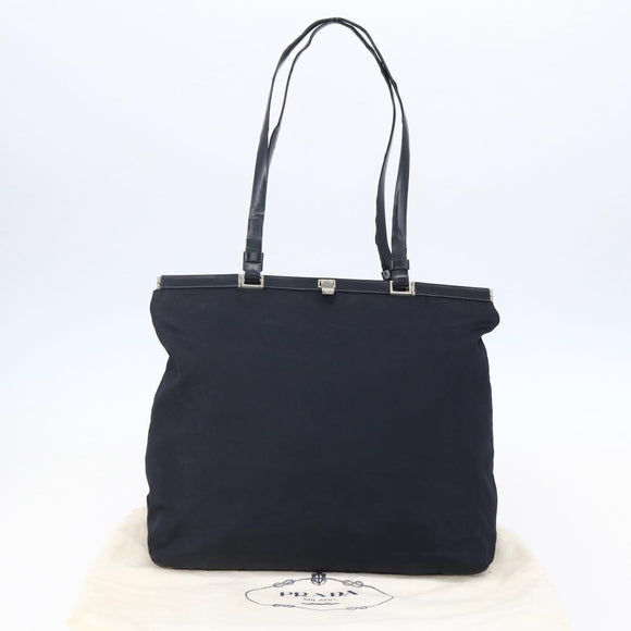 PRADA Tote Bag Nylon Navy Silver Auth bs30571