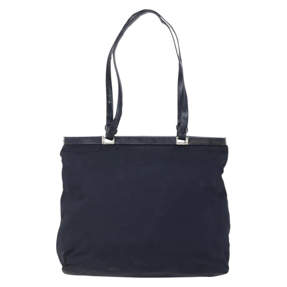 PRADA Tote Bag Nylon Navy Silver Auth bs30571