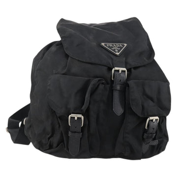 PRADA Backpack Nylon Black Silver Auth bs30573