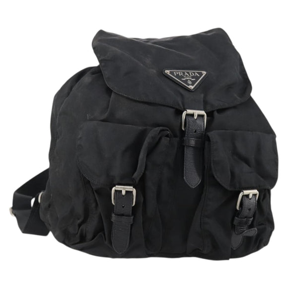 PRADA Backpack Nylon Black Silver Auth bs30573