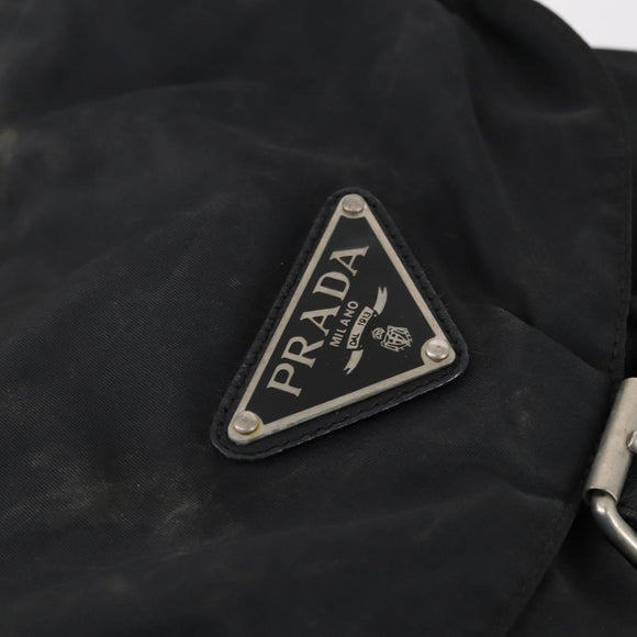 PRADA Backpack Nylon Black Silver Auth bs30573