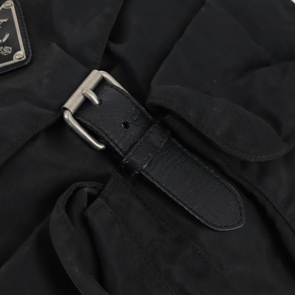 PRADA Backpack Nylon Black Silver Auth bs30573