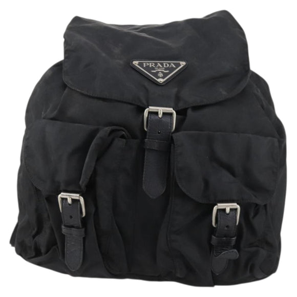 PRADA Backpack Nylon Black Silver Auth bs30573