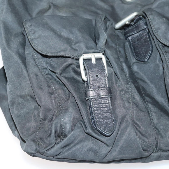 PRADA Backpack Nylon Black Silver Auth bs30573