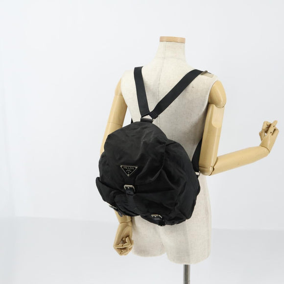 PRADA Backpack Nylon Black Silver Auth bs30573