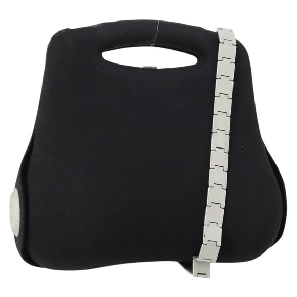 CHANEL Hip bag Shoulder Bag cotton 2way Black CC Auth bs30575