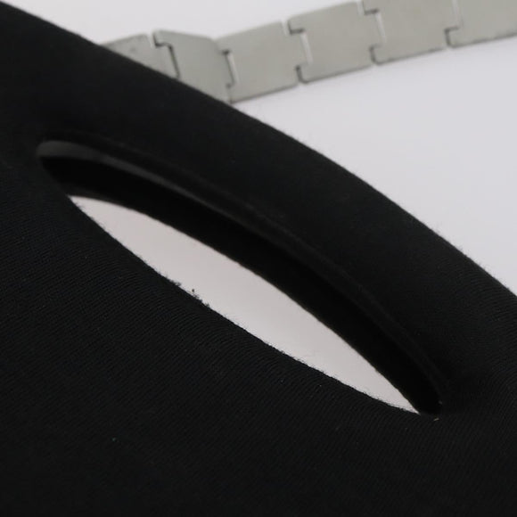 CHANEL Hip bag Shoulder Bag cotton 2way Black CC Auth bs30575