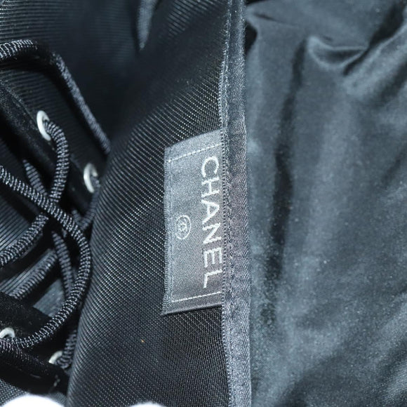 CHANEL Hip bag Shoulder Bag cotton 2way Black CC Auth bs30575