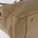 CHANEL Matelasse COCO Mark Chain Tote Bag Caviar Skin Beige Gold CC Auth bs30576-16