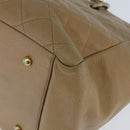 CHANEL Matelasse COCO Mark Chain Tote Bag Caviar Skin Beige Gold CC Auth bs30576-17