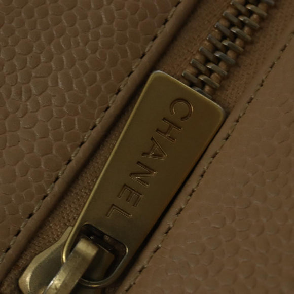 CHANEL Matelasse COCO Mark Chain Tote Bag Caviar Skin Beige Gold CC Auth bs30576