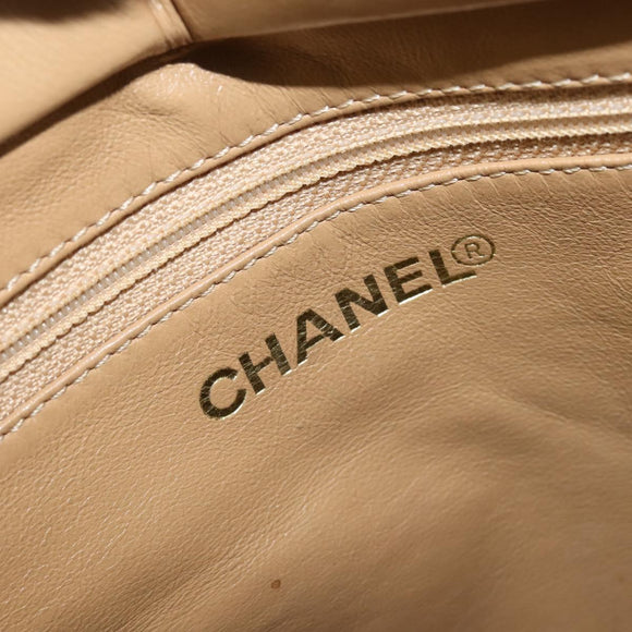 CHANEL Matelasse COCO Mark Chain Tote Bag Caviar Skin Beige Gold CC Auth bs30576