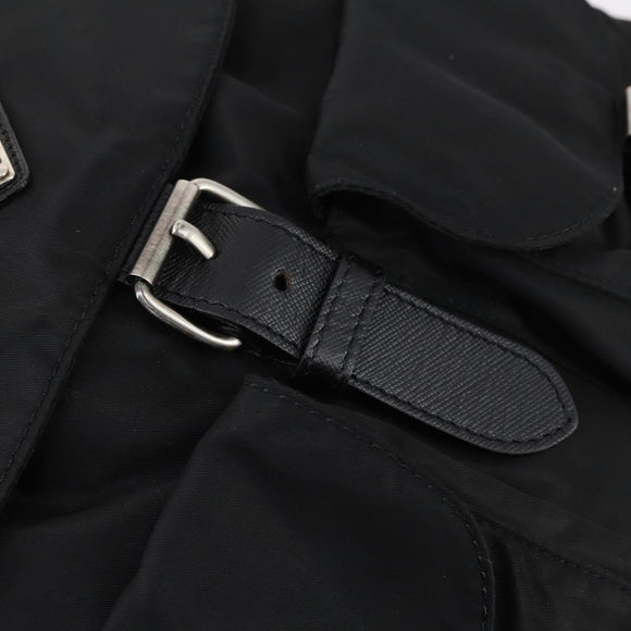 PRADA Backpack Nylon Black Silver Auth bs30578