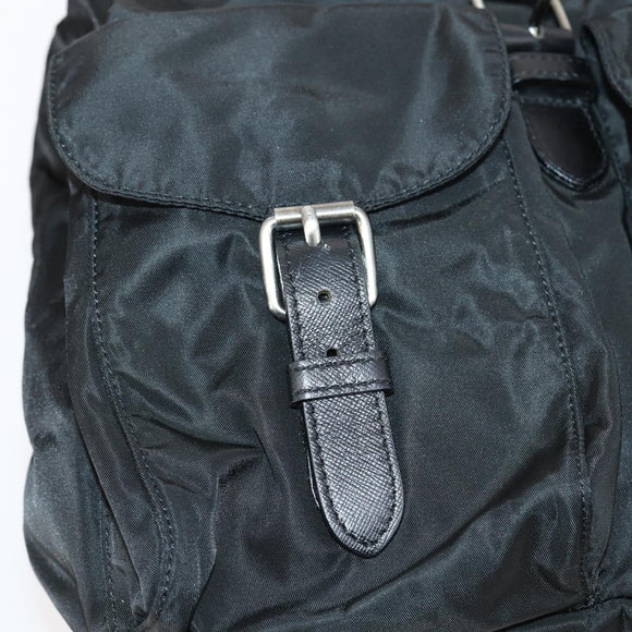 PRADA Backpack Nylon Black Silver Auth bs30578