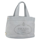 PRADA Small Tote Bag Punching leather Gray Gold Auth bs30580-1