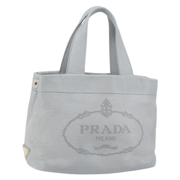 PRADA Small Tote Bag Punching leather Gray Gold Auth bs30580