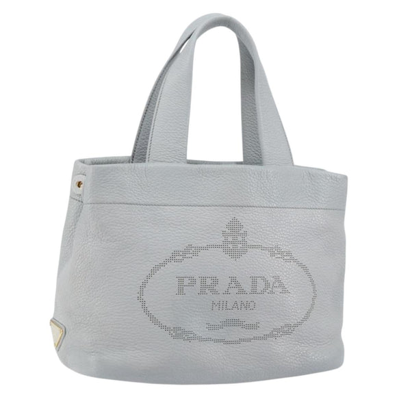 PRADA Small Tote Bag Punching leather Gray Gold Auth bs30580