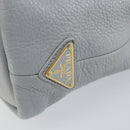 PRADA Small Tote Bag Punching leather Gray Gold Auth bs30580-14