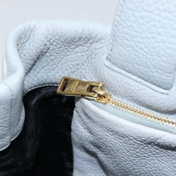 PRADA Small Tote Bag Punching leather Gray Gold Auth bs30580