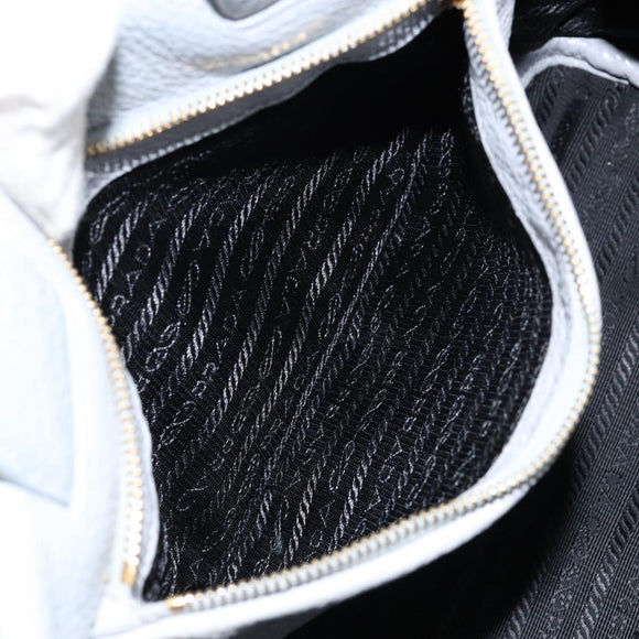 PRADA Small Tote Bag Punching leather Gray Gold Auth bs30580