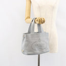 PRADA Small Tote Bag Punching leather Gray Gold Auth bs30580-23