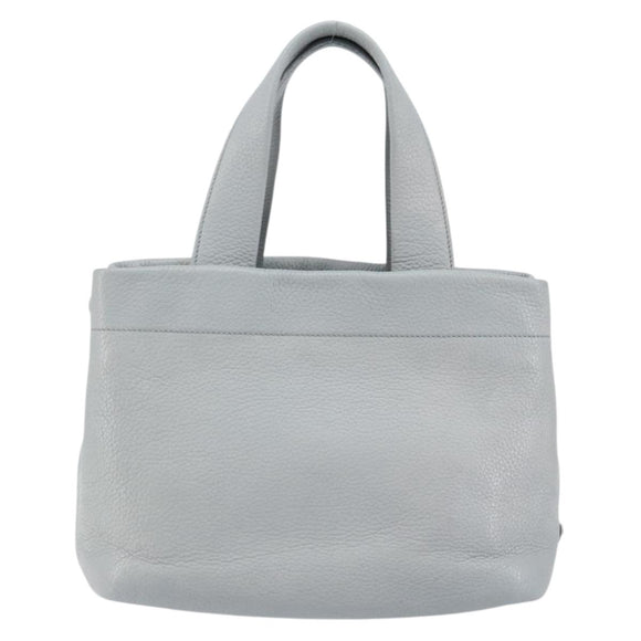 PRADA Small Tote Bag Punching leather Gray Gold Auth bs30580