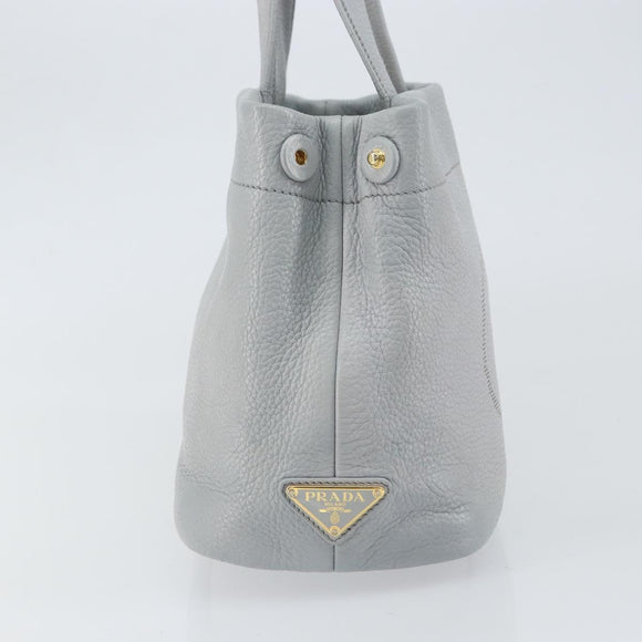 PRADA Small Tote Bag Punching leather Gray Gold Auth bs30580