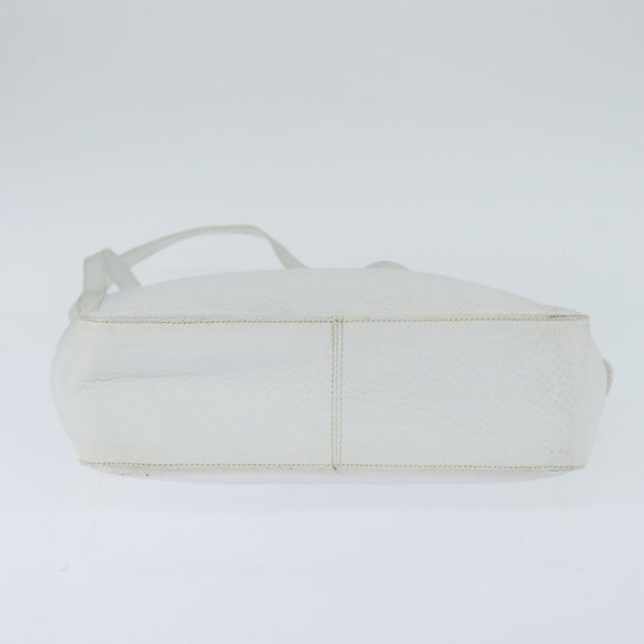 Salvatore Ferragamo Gancini Hand Bag Leather 2way White Silver Auth bs30581