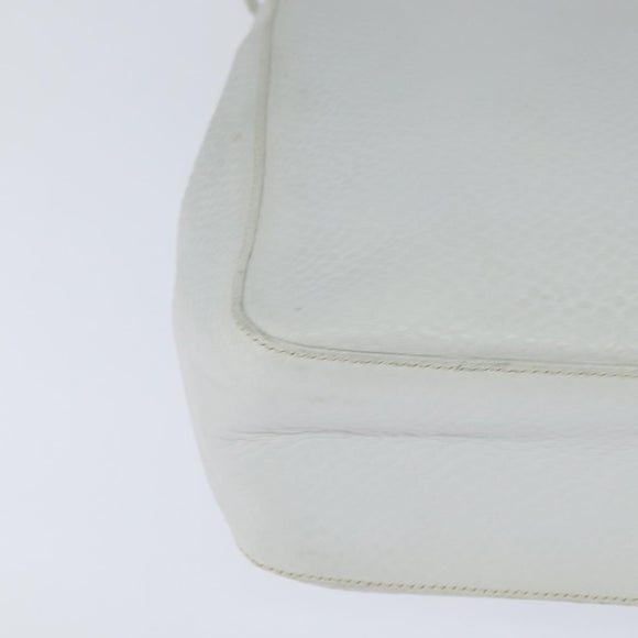 Salvatore Ferragamo Gancini Hand Bag Leather 2way White Silver Auth bs30581