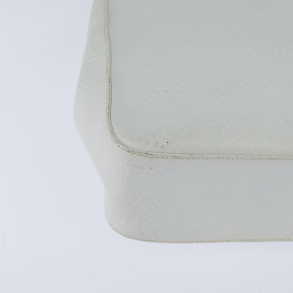 Salvatore Ferragamo Gancini Hand Bag Leather 2way White Silver Auth bs30581