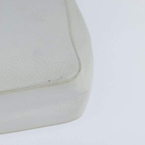 Salvatore Ferragamo Gancini Hand Bag Leather 2way White Silver Auth bs30581