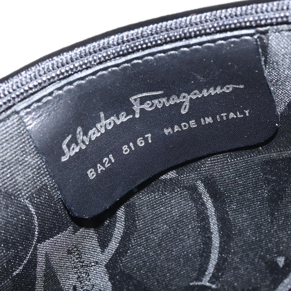 Salvatore Ferragamo Gancini Hand Bag Leather 2way White Silver Auth bs30581