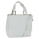 Salvatore Ferragamo Gancini Hand Bag Leather 2way White Silver Auth bs30581-1