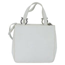 Salvatore Ferragamo Gancini Hand Bag Leather 2way White Silver Auth bs30581-2