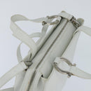 Salvatore Ferragamo Gancini Hand Bag Leather 2way White Silver Auth bs30581-6