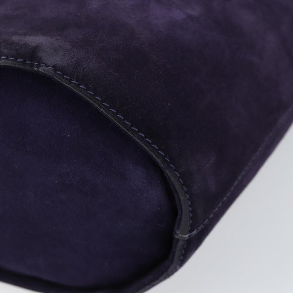 Salvatore Ferragamo Vala Hand Bag Suede Purple Gold Auth bs30582