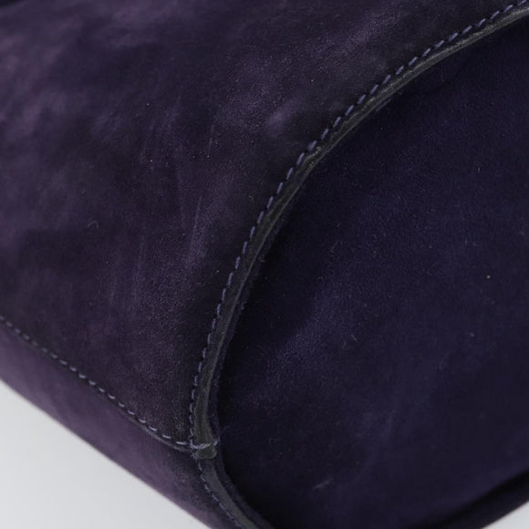 Salvatore Ferragamo Vala Hand Bag Suede Purple Gold Auth bs30582