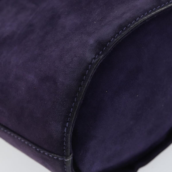 Salvatore Ferragamo Vala Hand Bag Suede Purple Gold Auth bs30582