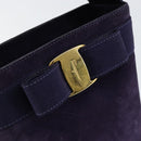 Salvatore Ferragamo Vala Hand Bag Suede Purple Gold Auth bs30582-10