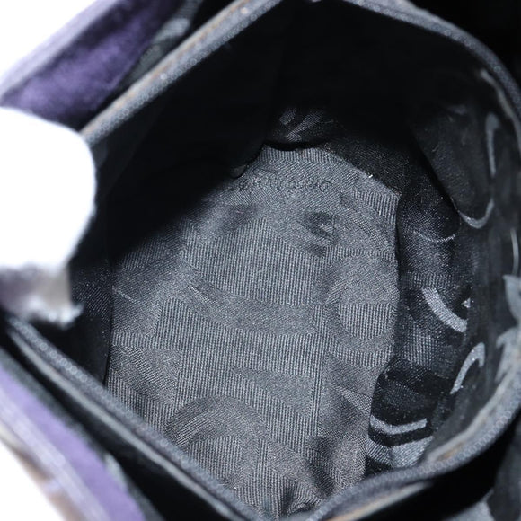 Salvatore Ferragamo Vala Hand Bag Suede Purple Gold Auth bs30582