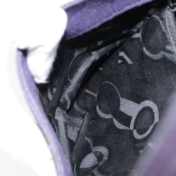 Salvatore Ferragamo Vala Hand Bag Suede Purple Gold Auth bs30582