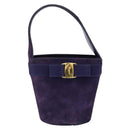 Salvatore Ferragamo Vala Hand Bag Suede Purple Gold Auth bs30582-13