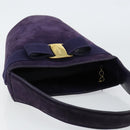 Salvatore Ferragamo Vala Hand Bag Suede Purple Gold Auth bs30582-6