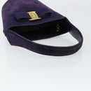 Salvatore Ferragamo Vala Hand Bag Suede Purple Gold Auth bs30582-7
