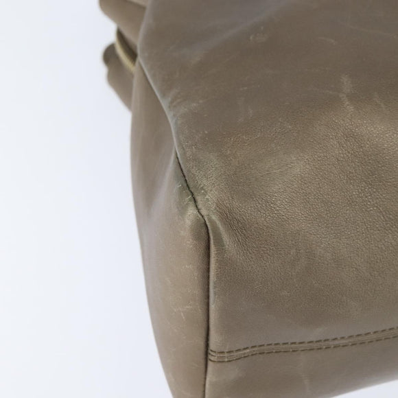 BVLGARI Tote Bag Leather Champagne Gold Auth bs30583