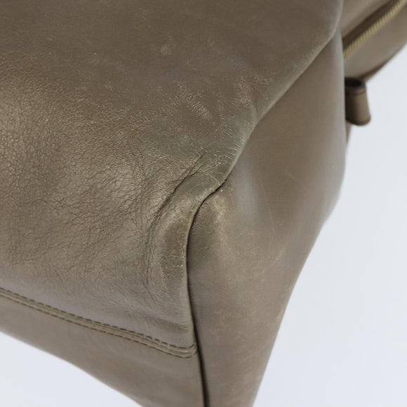 BVLGARI Tote Bag Leather Champagne Gold Auth bs30583